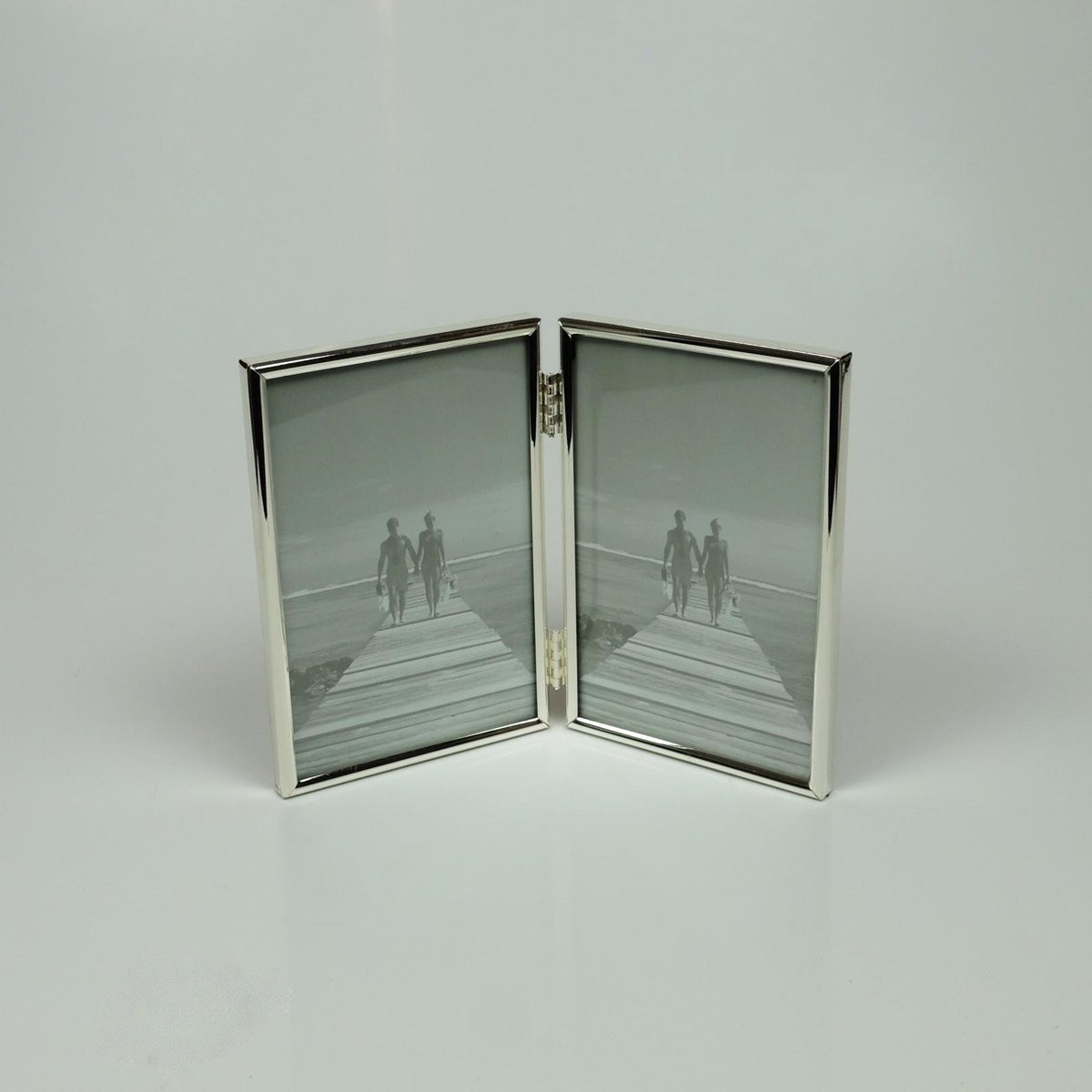Zilveren tweeluik fotolijst voor foto's van 9x13 cm