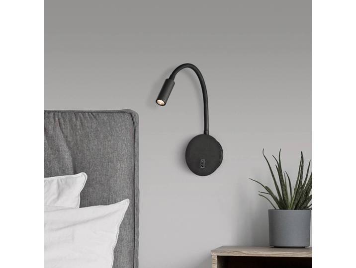 ACB ILUMINACIÓN Wandleuchte Lyon, schwarz, für Schlafzimmer, Aluminium, Modern