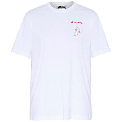 T-Shirt LOTTO, Herren, Gr. S (44/46), weiß, 100% Cotton, unifarben, normal, Rundhals, gerader Abschluss, Shirts T-Shirt, - mit coolem Print