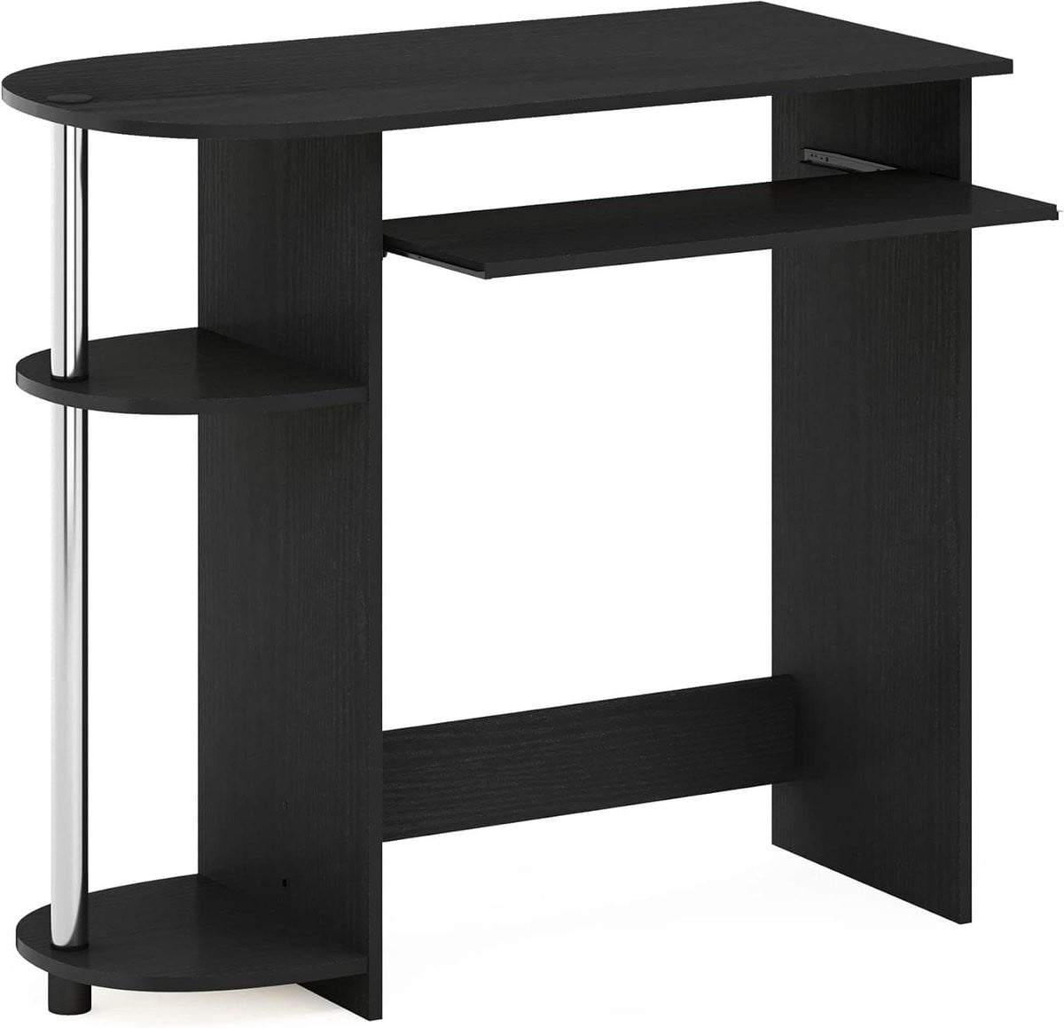 Computerbureau voor thuiskantoor met uittrekbare toetsenbordlade, Americano/RVS, B/D/H: 80 x 40 x 73 cm