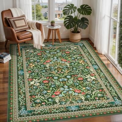 Garvee Vintage Floral Washable Area Rug
