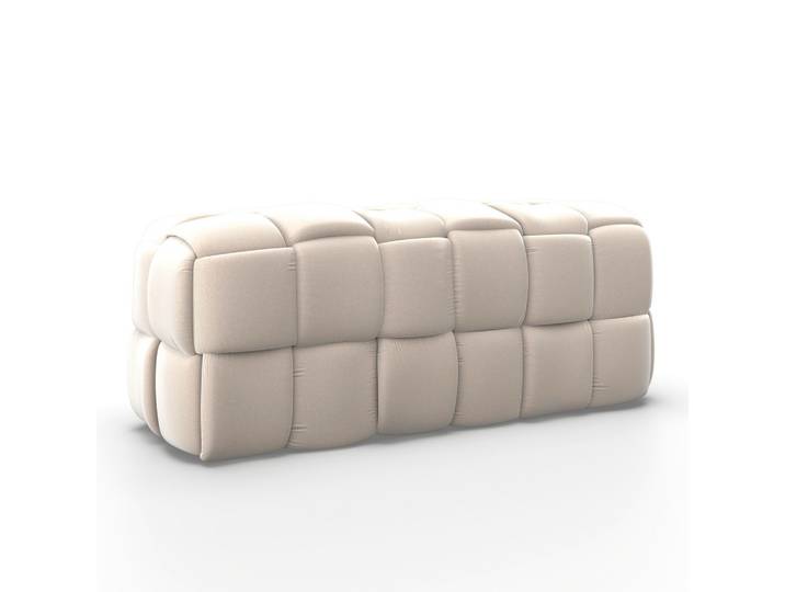 Hockerbank Ella Beige Samt Gepolstert