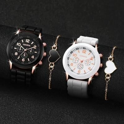 Uplifted Goods Elegant Leather Couple Watch Set e