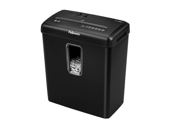 Fellowes Destructeur de documents Powershred P30-C - Coupe croisée DIN P4 - 6 feuilles - Corbeille 15L