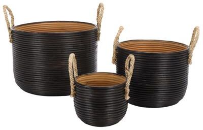 "SAFAVIEH Renley 3 to 14.6-Inch Extendable Rattan Basket Set of 3 - 15""W x 15""D x 11""H"