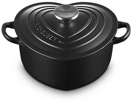 Le Creuset Satin Black Cast Iron 20cm Heart Casserole