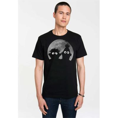 T-Shirt LOGOSHIRT "Sesamstraße - Ernie & Bert", Herren, Gr. L, schwarz, 100% Baumwolle, unifarben, normal, Rundhals, Shirts T-Shirt, mit coolem Print