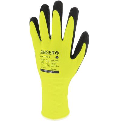 Latexbeschichteter Handschuh SINGER Neongelb Größe 9 Polyamid-Handschuh mit elastischem Strickbund Ohne Naht