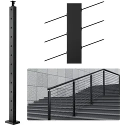 VEVOR Kabelgeländerpfosten, 106,68x2,54x5,08cm, 30° abgewinkeltes Loch, Treppengeländerpfosten, 12 vorgebohrte Löcher, SUS304 Edelstahl-Pfosten mit gebogener Halterung, 1JZLGZHS1067HNEKBV0