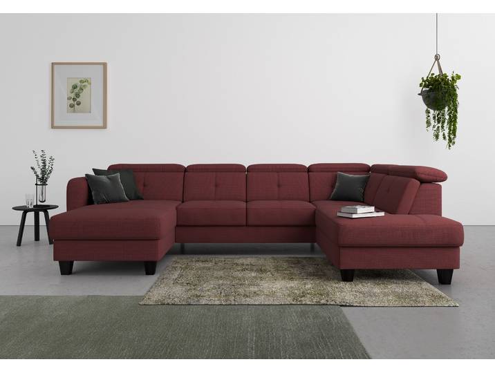 Wohnlandschaft, Struktur weich, Chianti, 321×195 cm, U-Form, Kopfteilverstellung, Sit&More