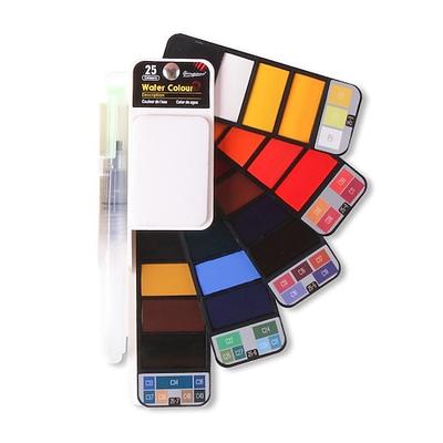 überlegene 18/25/33/42 Farbe solide fächerförmige Aquarellfarbe Aquarellmalwerkzeug-Set Kindersicherheit ungiftig waschbare Aquarellfarbe Mini-tragbares Reise-Malzubehör