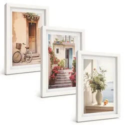 BILDER SET 3er Set - 20x30 cm Weißer Rahmen - Charmante Küstenstraßen