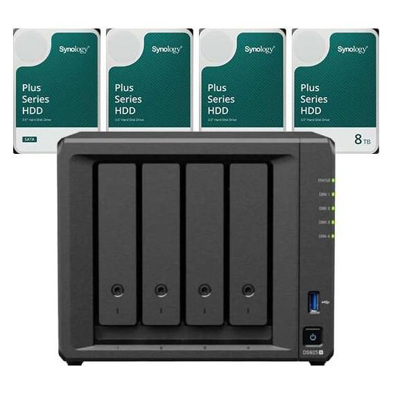 Synology DS925+ DiskStation + 32TB 4x Plus 3.5"" SATA 6Gb/s Festplatte 8 TB (4 x 8 TB) (DS925+ & HAT3310-8T)