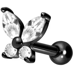 Titan Ohrpiercing mit Innengewinde KRISTALLSCHMETTERLING