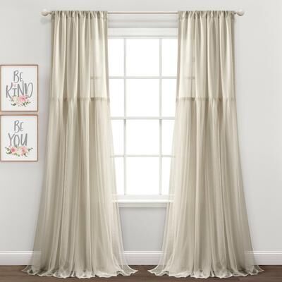 "Lush Decor Tulle Skirt Solid Window Curtain Panel Pair - 84"" x 40"""