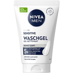 Nivea Waschgel Men Sensitive, beruhigend, mit Vitamin E, B5 und Kamille, für empfindliche Haut, 100 ml