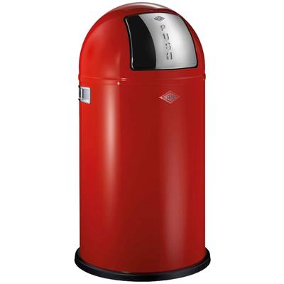 Mülleimer WESCO "Pushboy", rot, B:40cm H:75,5cm T:40cm, Stahlblech, Mülleimer, Mülleimer, Abfallsammler, 50 Liter