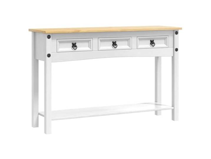 Favemtsl Beistelltisch Corona mit 3 Schubladen Weiß 114x34,5x73 cm Vielseitiger Konsolentisch aus Kiefernholz und Holzwerkstoff mit 3 Schubladen für Wohnzimmer und Flur.