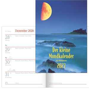 Korsch Mondkalender 222427, Der kleine Mondkalender, Jahr 2027, Buchkalender, 1 Woche = 2 Seiten, 11 x 15,3 cm