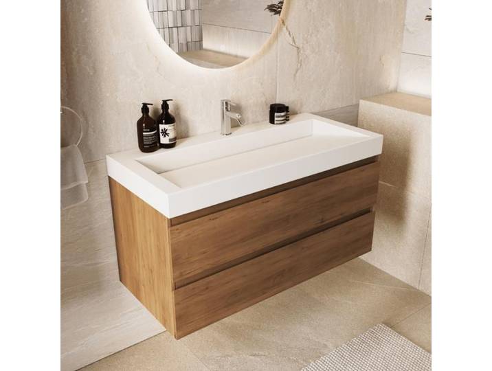 LOMAZOO Ensemble meuble de salle de bain Zarivo 100 cm - Chêne chaud