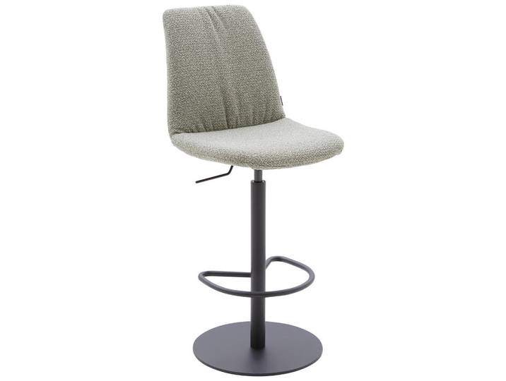 Johann Jakob Barhocker, Grau, Grün, Metall, Textil, Drehteller, 59x115.5-126x39 cm, Sitzfläche 360° drehbar, Esszimmer, Barmöbel, Barhocker