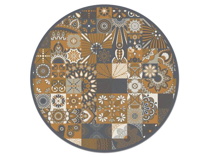 Tapis vinyle carreaux ciments orange 100x100cm