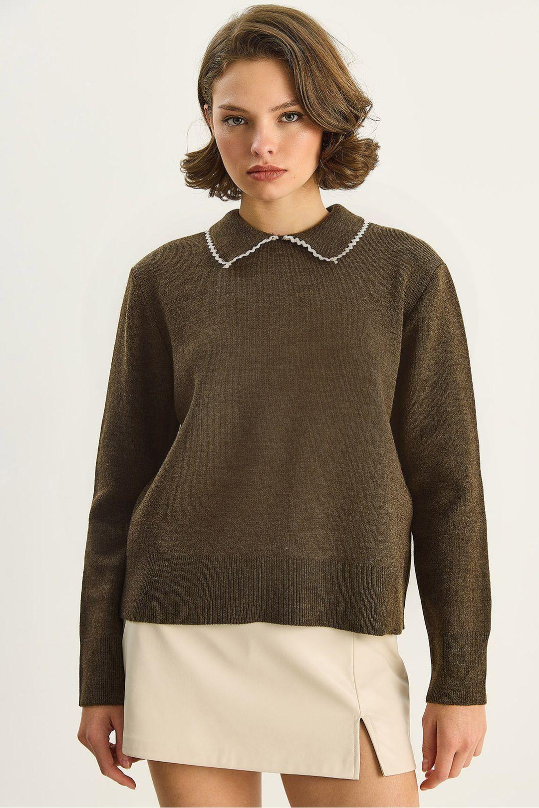 Strickpullover mit Hemdkragen