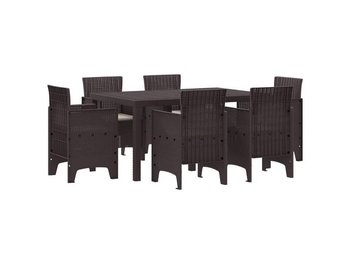 vidaXL Garten Essgruppe 7 stk. Braun Polt Rattan