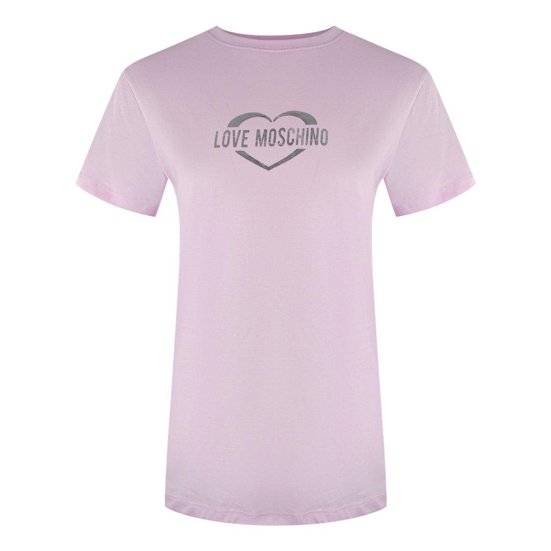 Love Moschino Shiny Heart Logo Pink T-shirt