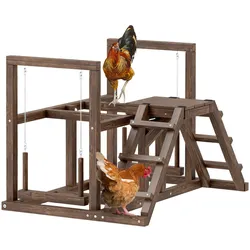 PawHut Hühner-Spielgerüst aus Holz mit Hühnerstangen, Schaukel, Leiter, Plattformen