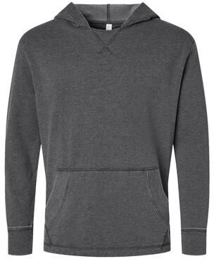LAT 6936 Vintage Wash Hoodie in Washed Black size Small   Polyester Blend