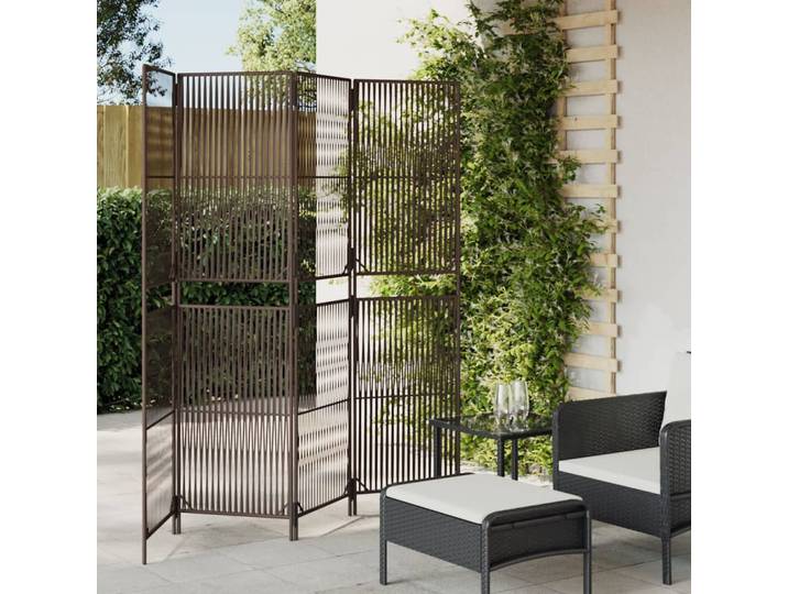 vidaXL Paravent 4-tlg. Braun Poly Rattan