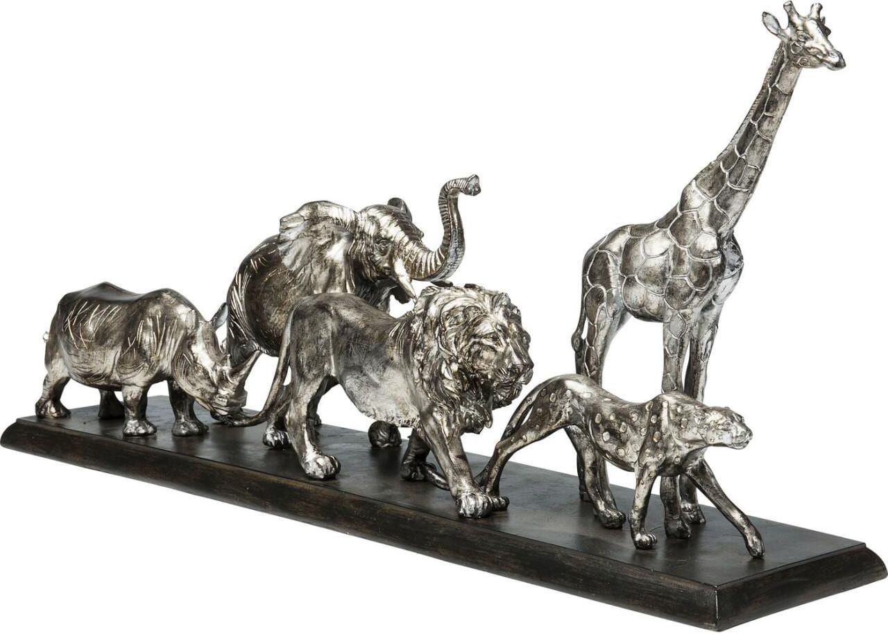 Dekofigur KARE DESIGN "Animal Journey Silber", silber (silberfarben), B:71cm H:35cm T:16cm, Dekofiguren, Dekofigur silberfarben B/H/T: 71cm x 35cm x 16cm