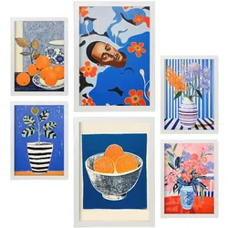 POSTER Set Mit 6 Optimistische Orange In Vielseitiger A3 & A4 Weißer Rahmen