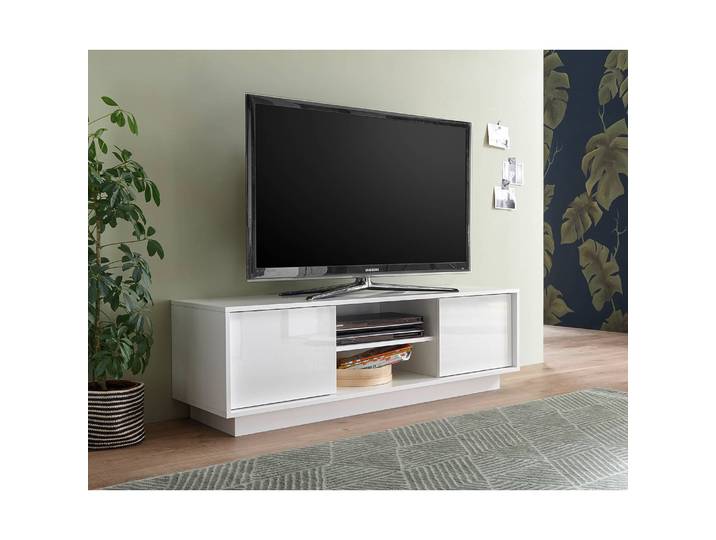 home24 Tv-meubel gelakte spaanplaat wit 139 x 44 x 43cm