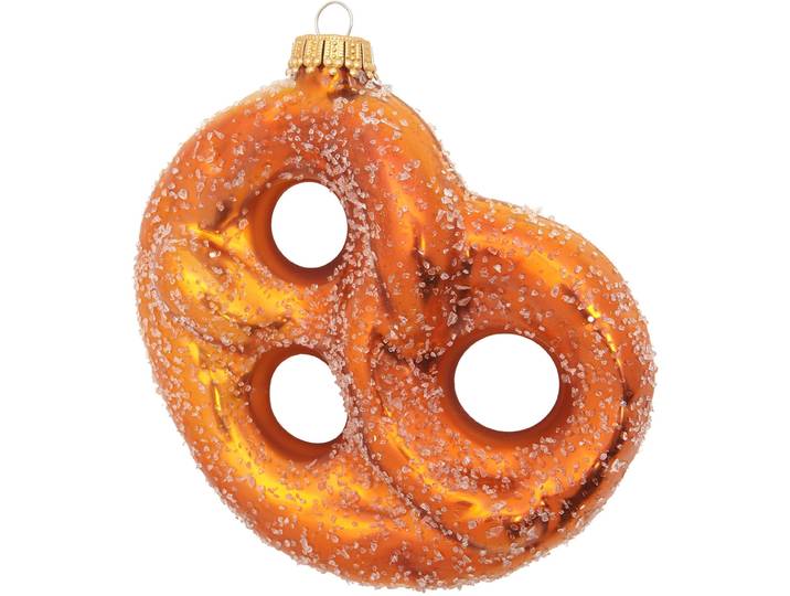 Christbaumschmuck KREBS GLAS LAUSCHA Bretzel , orange (braun), B:11cm H:11cm T:11cm Ø:11cm, Glas, Weihnachtsbaumschmuck, Christbaumschmuck, Glas, 1 Stück
