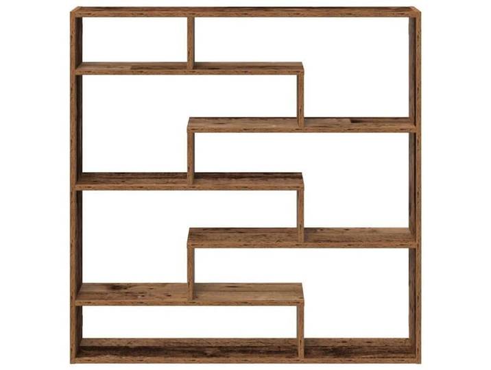 MOT10139-Étagère cube murale 7 compartiments vieux bois bois ingénierie