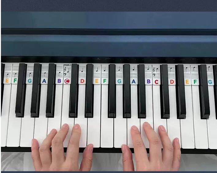 INF Autocollants de clavier de piano en silicone à 88 touches Multicolore