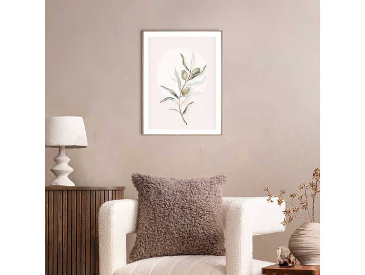 Kunstdruck Circle Olives MDF - Mitteldichte Holfaserplatte Grün/Grün/Beige 30 x 40 x 1cm