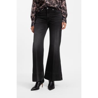 Bootcut-Jeans BOSS ORANGE "GLORIA LR 1.0 Premium Damenmode", Damen, Gr. 28, Länge 30, schwarz (schwarz 009), Denim/Jeans, Obermaterial: 100% Baumwolle, unifarben, bootcut fit lang, Jeans, mit niedriger Bundhöhe, Baumwoll-Denim