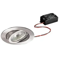 Brumberg LED Einbaustrahler-Set GILLAN-R ON/OFF, IP20, rund, Ø 8.2cm, 230V, 6W 3000K 730lm 38°, schaltbar, schwenkbar, V4A Edelstahl BRUM-38147223