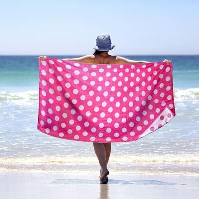 Superior Polka Dots Large Oversized Lightweight 100% Cotton Beach Towel
