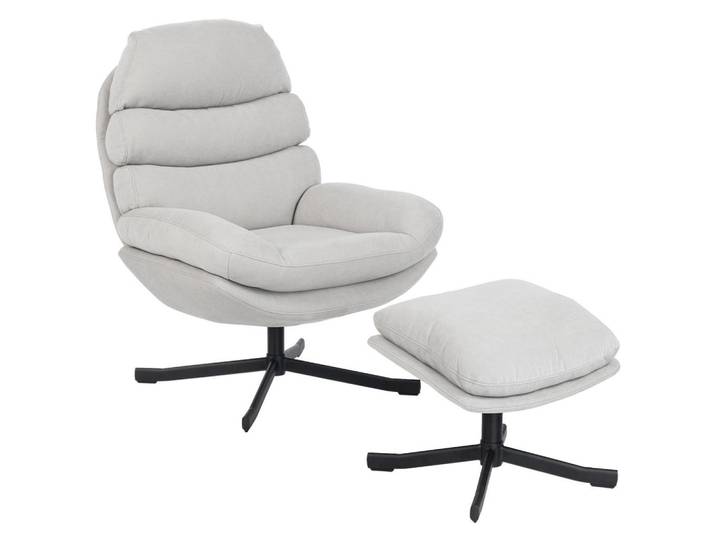 Homcom Relaxsessel mit Hocker Sessel Loungesessel mit Chenille-Optik Cremeweiß, Textil, Füllung: Schaumstoff,Schaumstoff, 78x100x93 cm, Wohnzimmer, Sessel, Relaxsessel