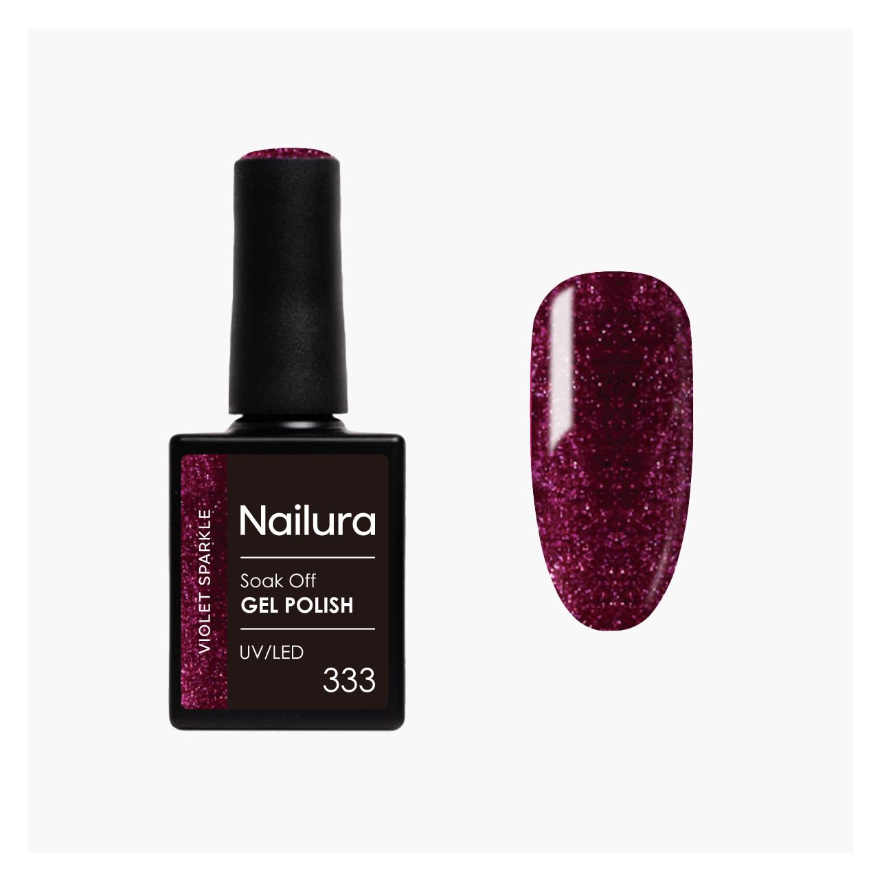 Nailura - Gel Polish 333 - Violet Sparkle - 10 ml (Violet Sparkle, Gel-Effekt Nagellack) (70352)