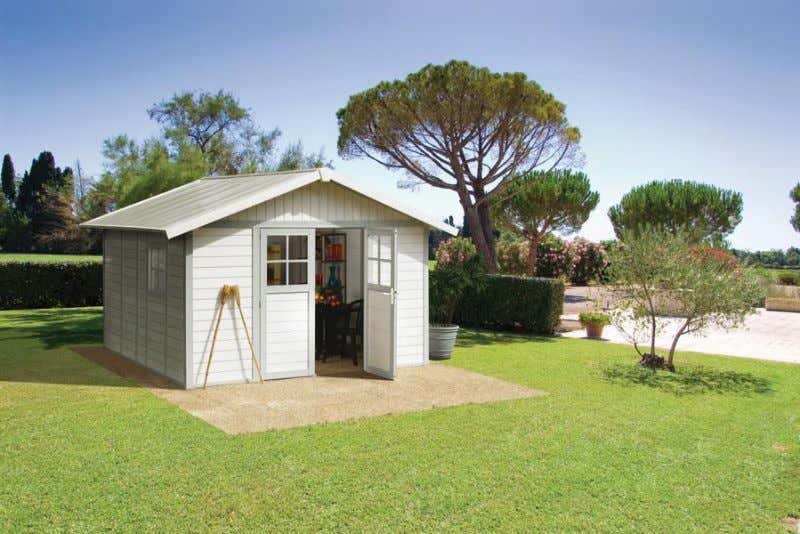 Grosfillex Kunststoff Gerätehaus Deco aus Kunststoff Gerätehaus mit 26 mm Wandstärke Geräteschrank Fußboden: nicht vorhanden Gartenhaus Satteldach