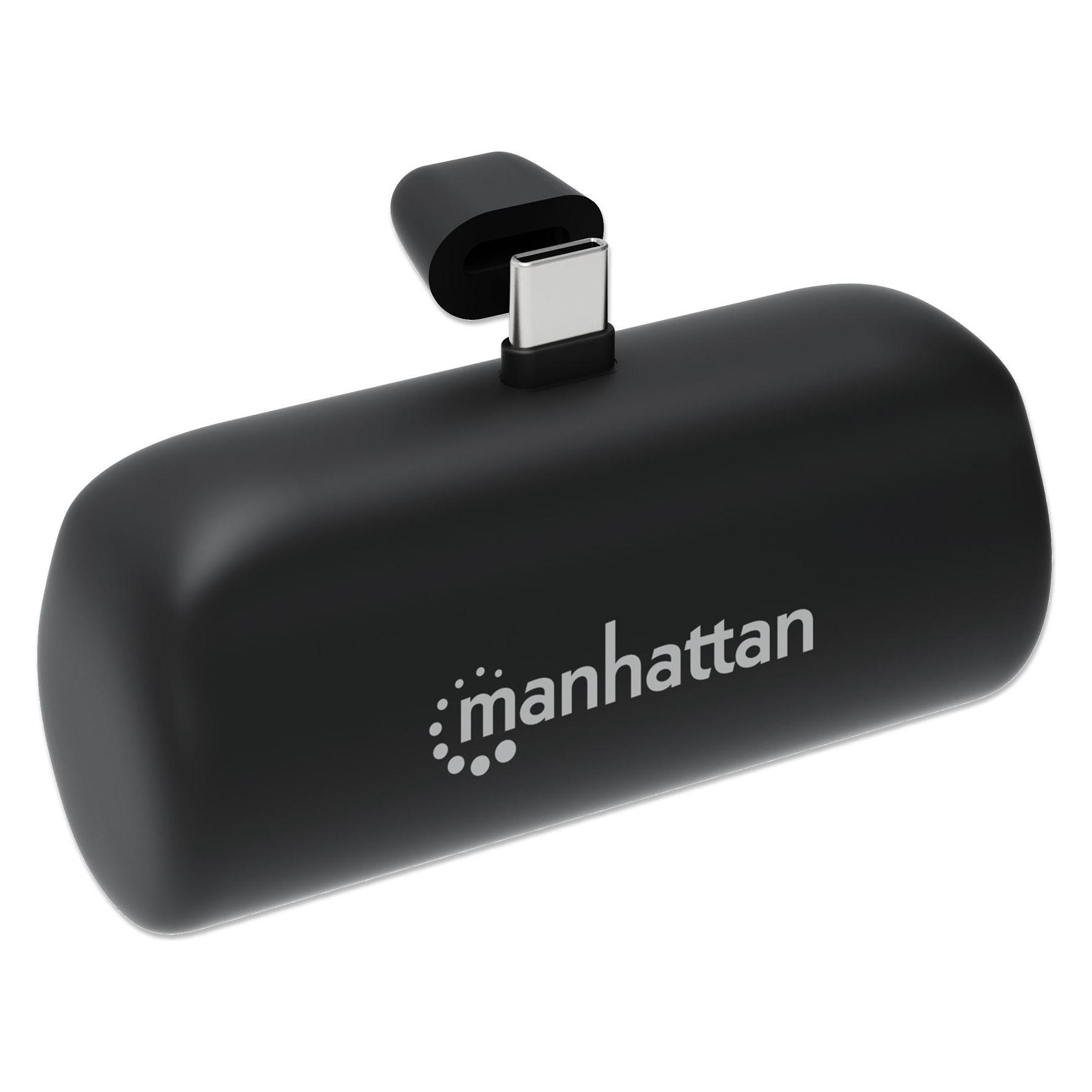 Manhattan Powerbank 5000 mAh mit integriertem USB-C-Stecker 10W zur Nutzung als Handyhalterung mit L (5000 mAh, 10 W, 18.50 Wh) (102636)