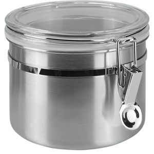 Metaltex Kaffeedose 185310010, aus Edelstahl, luftdicht, mit Bügelverschluss, silber, rund, 0,7 Liter