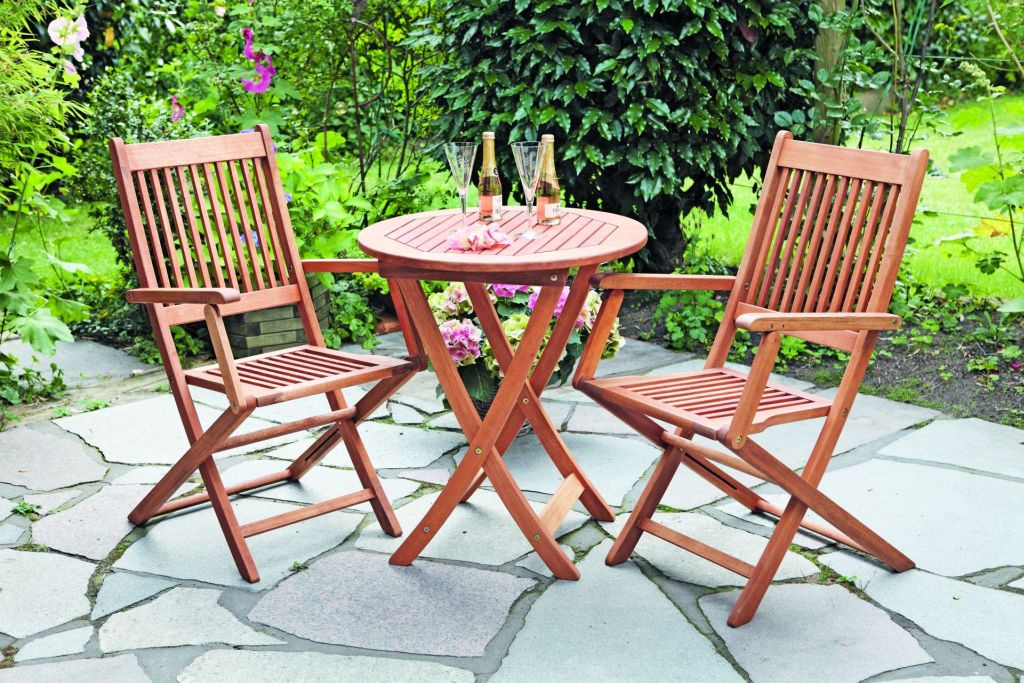 MERXXHANDELS Rio Set 3tlg 2 Sessel Tisch Ø 65cm Eukalyptus 09202019