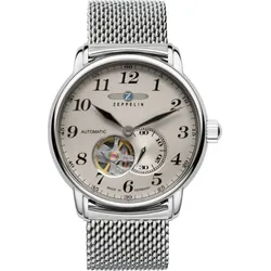 Zeppelin Herrenuhr 7666M5 - Beiges Ziffernblatt mit schwarzen Zahlen/Indices,silber - 40mm