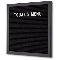 Letterboard Schwarz 30 x 30 cm mit schwarzem Rahmen